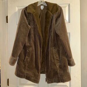 J.‎ Jill Heritage Tumbled Cord Coat size Medium Corduroy Lined Brown Jacket